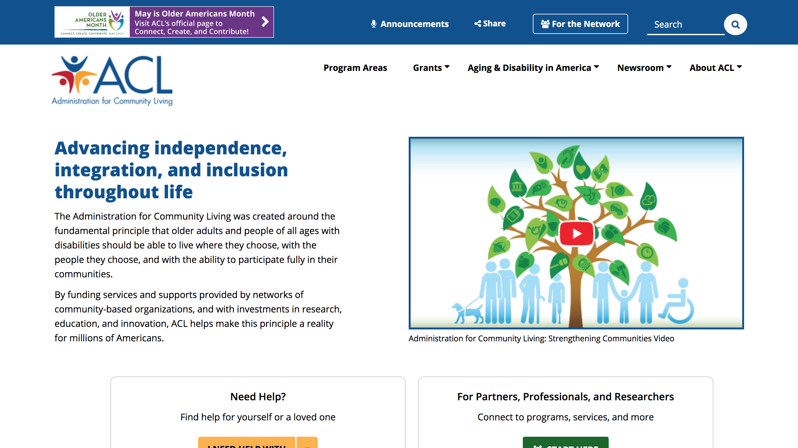 ACL.gov Grants Management screenshot