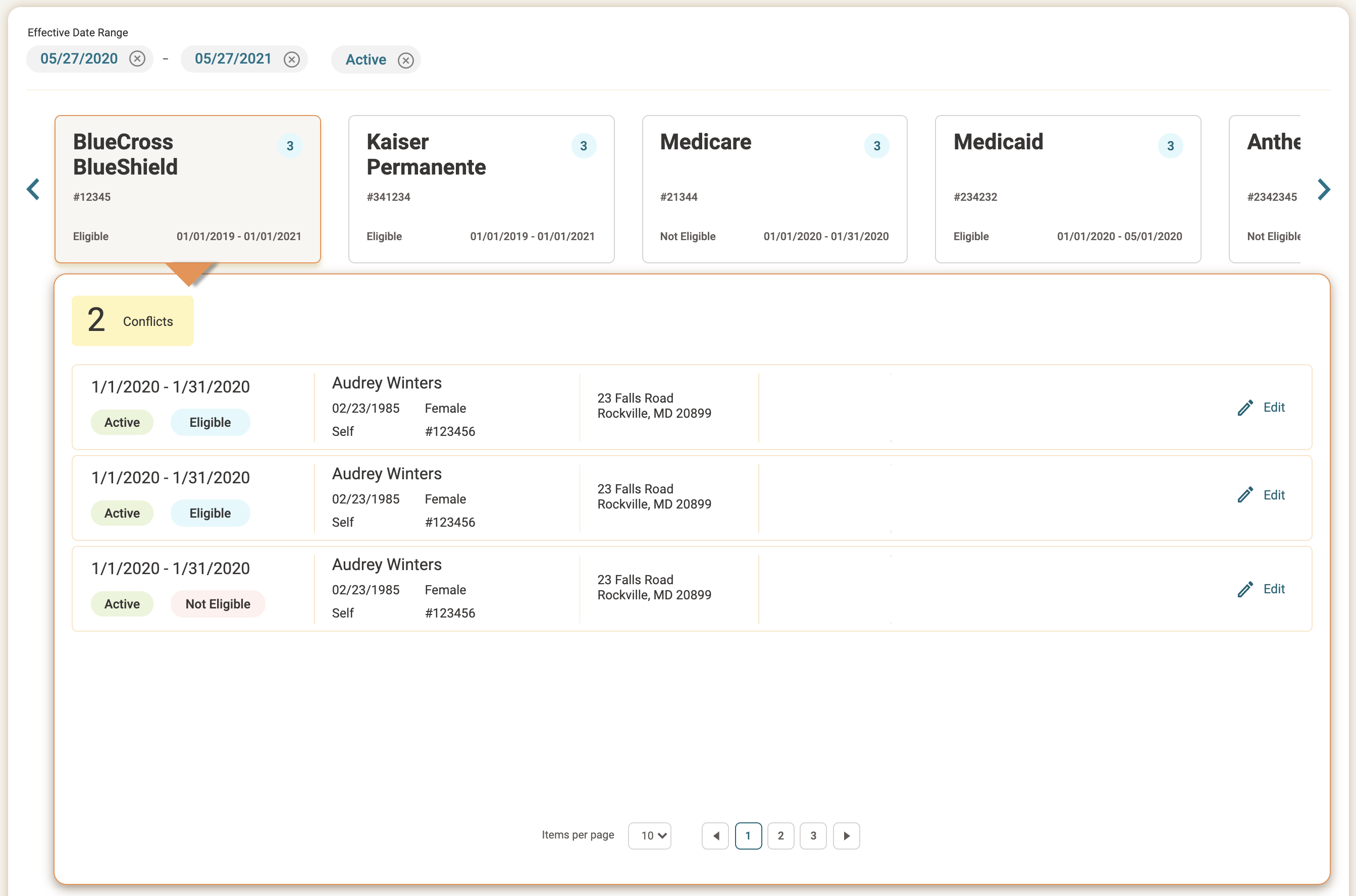 Claims Billing Web App screenshot